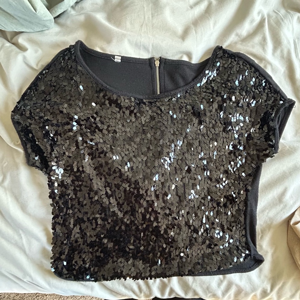 Black Sequin Women's Top